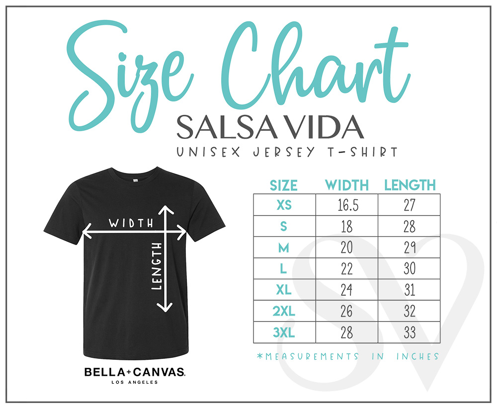 Guide des tailles des t-shirts de salsa