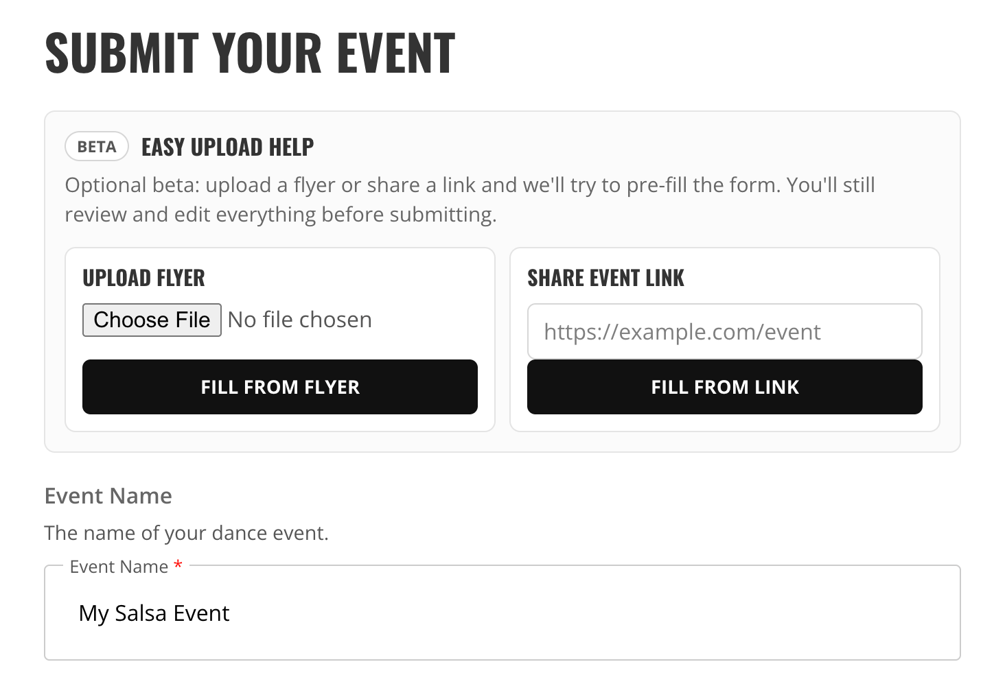 AI Assisted Event Submission Flow