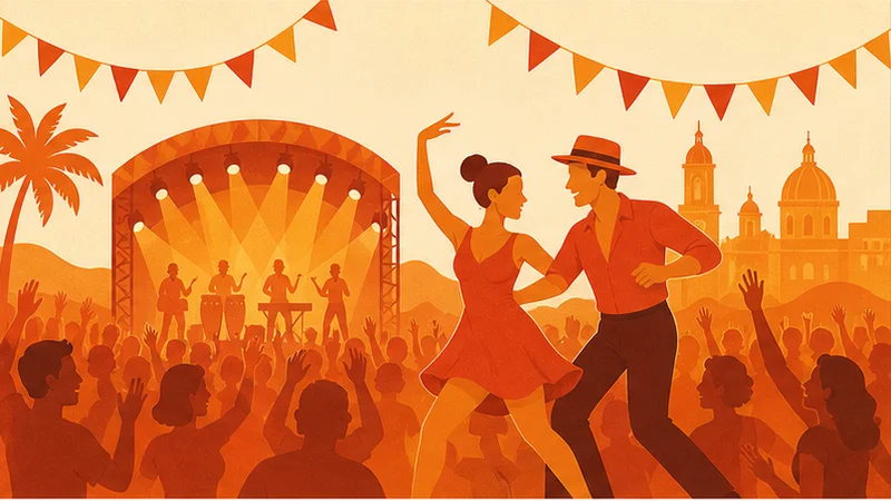 Bailarines de salsa actuando en un festival