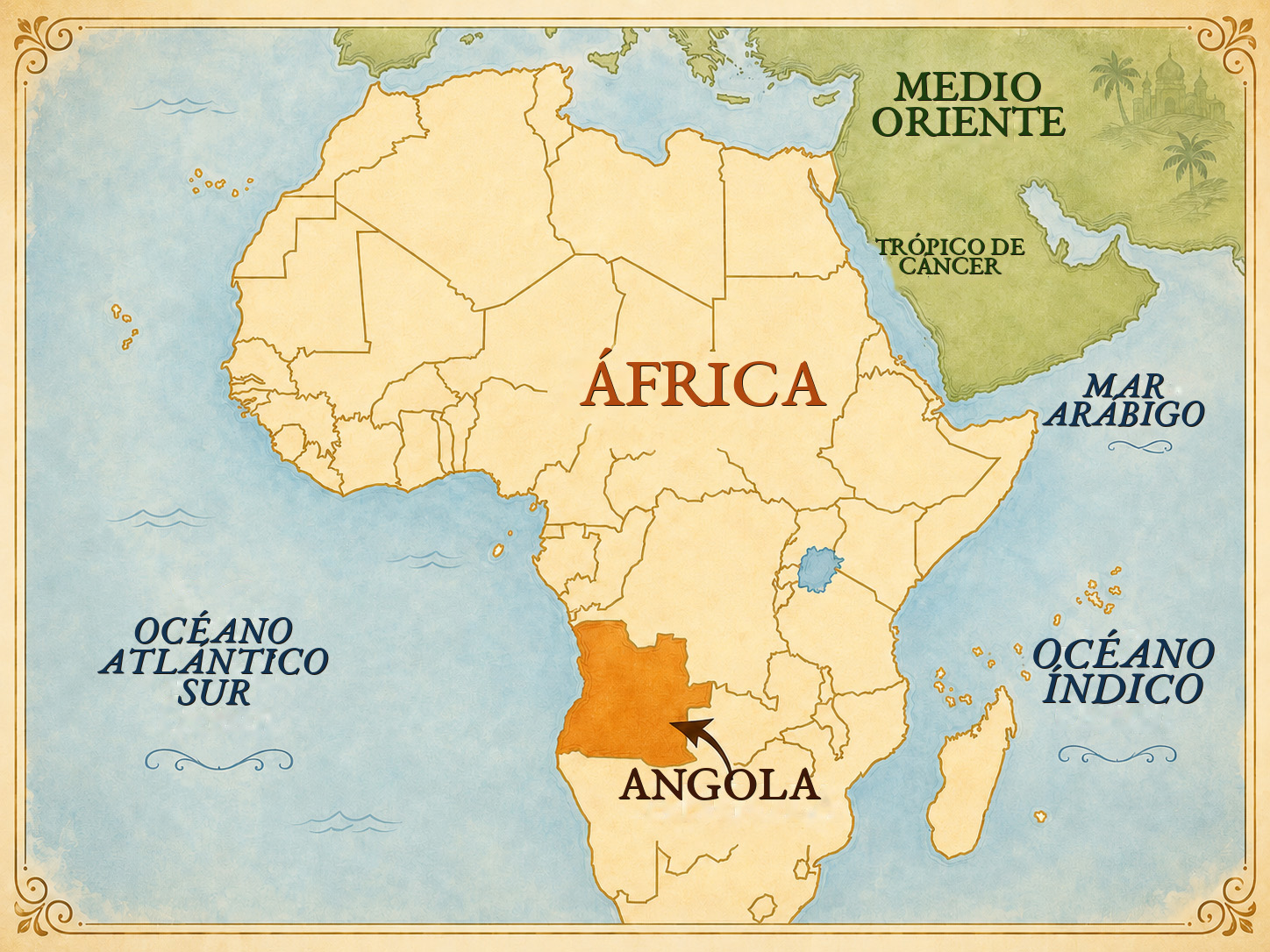 Mapa de Angola, África