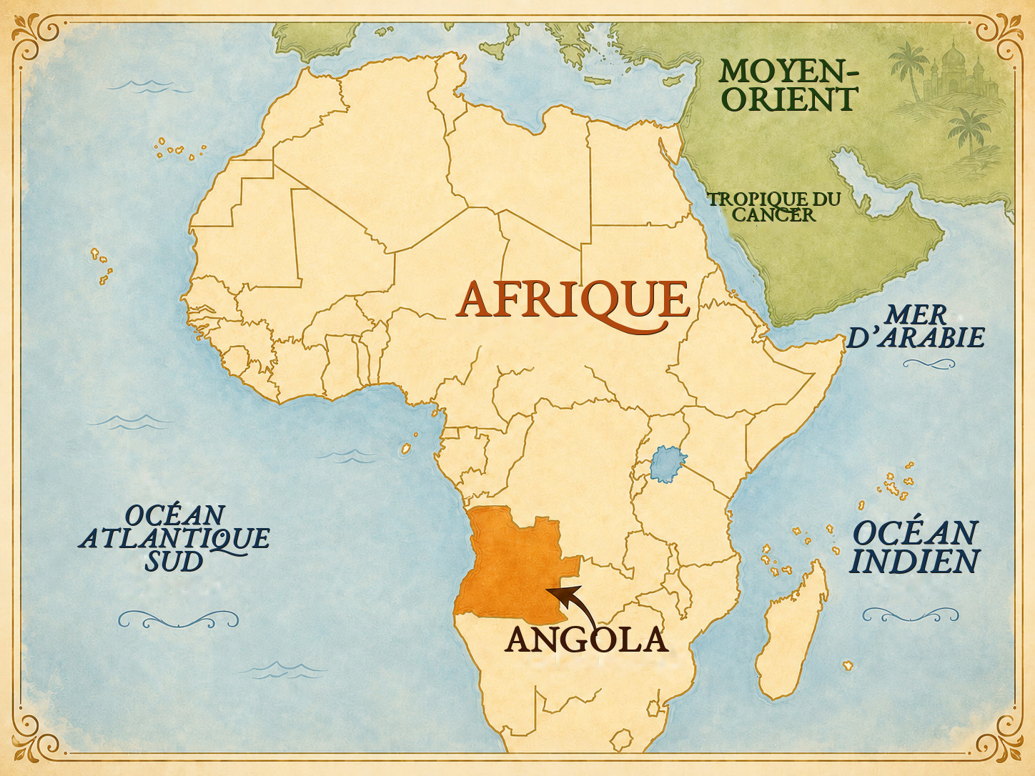 Carte de l’Angola, en Afrique