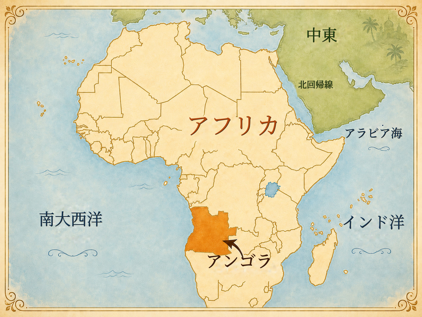 アンゴラ（アフリカ）の地図