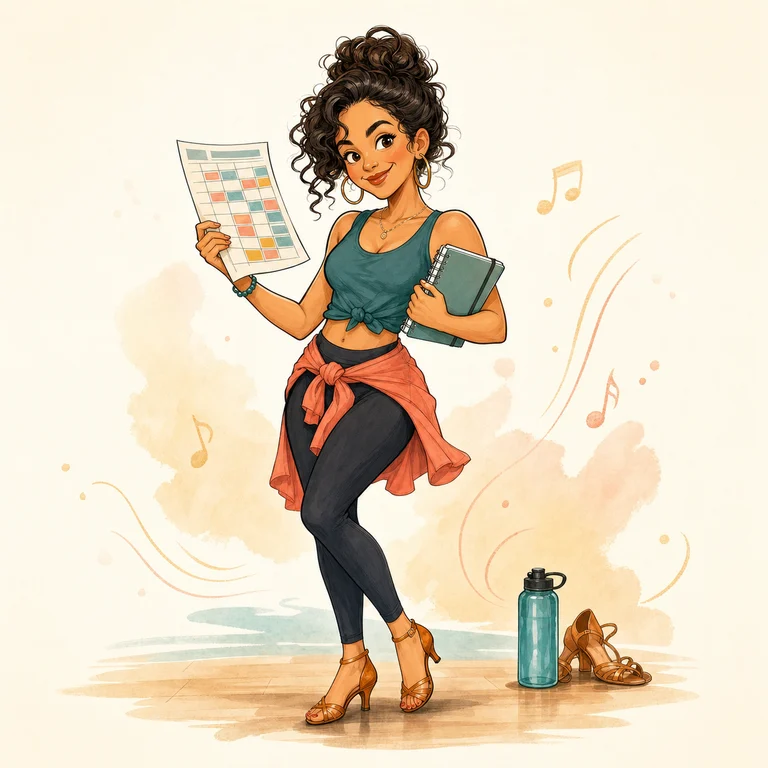 Workshop Warrior checking a color-coded Latin dance festival schedule