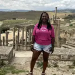 Nicole Houston at the Roman theater in Dougga, Tunisia