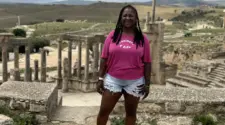 Nicole Houston at the Roman theater in Dougga, Tunisia