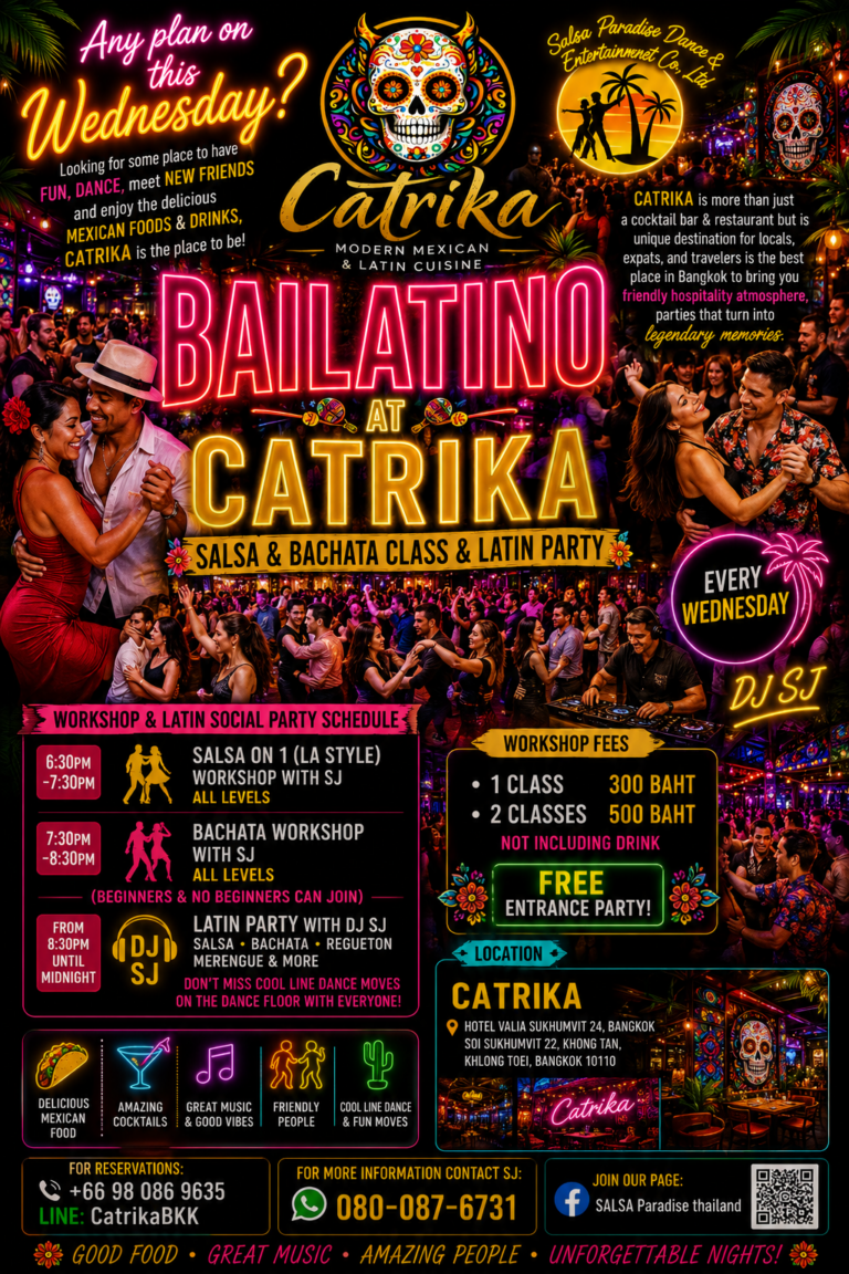 Bailatino at Catrika Salsa & Bachata Classes + Latin Party
